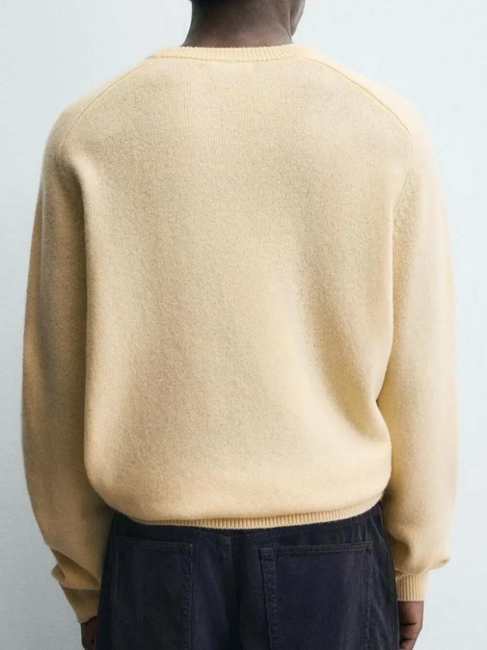 NEW Zara Men's Regular Fit Wool Cashmere Blend Crewneck Sweater Jumper Butter L